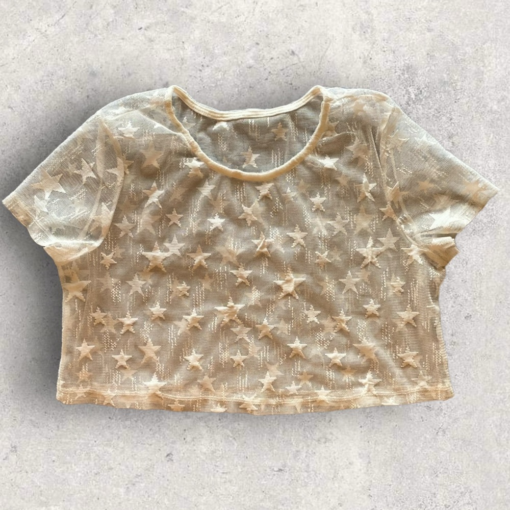 Adorable White Star Girls Sheer Crop Top Coverup